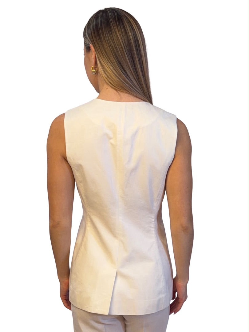 Derek Lam 10 Crosby White Loose Cotton Vest. Size: 8