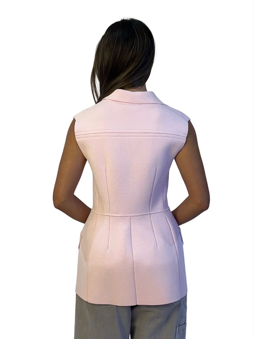 Scanlan Theodore Pink Crepe Knit Vest Coat. Size: S