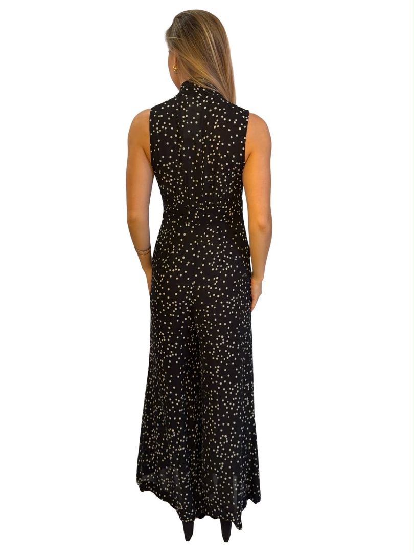 Zimmermann Black Polka Dot Lightweight 'Empire' Jumpsuit. Size: 1