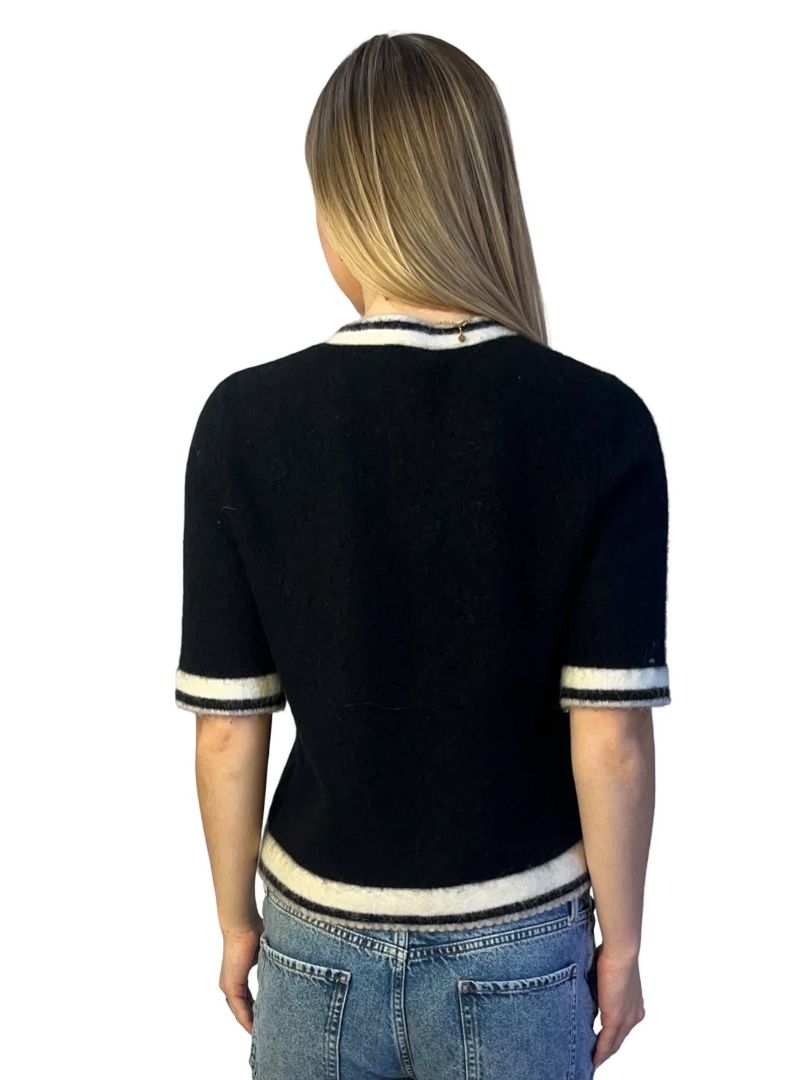 Rebecca Vallance Black/White Wool & Alpaca Cardigan. Size: M