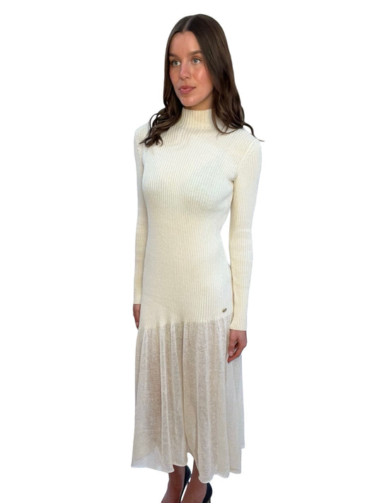 Chanel Ivory 2024 Runway Collection Virgin Wool Dress. Size: 36