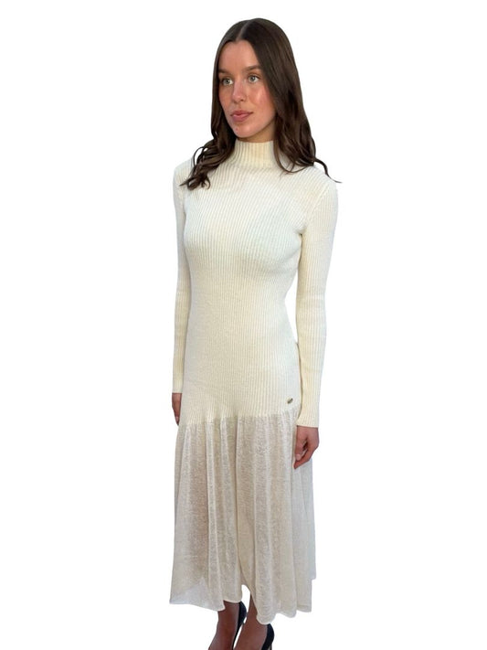 Chanel Ivory 2024 Runway Collection Virgin Wool Dress. Size: 36
