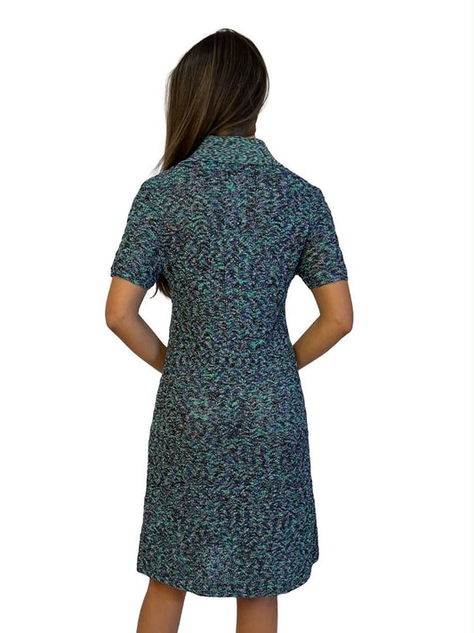Scanlan Theodore Blue / Green / Black Metallic Knit Dress. Size: S