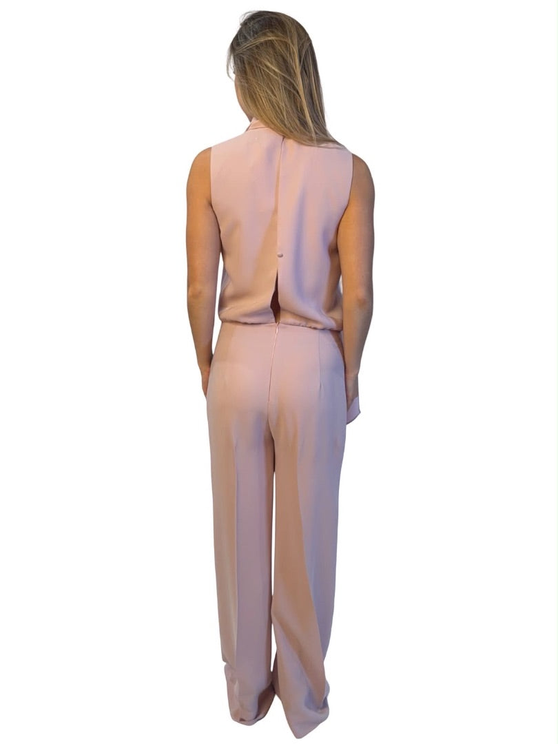 Carla Zampatti Dusty Pink Neck Tie Jumpsuit. Size: 10