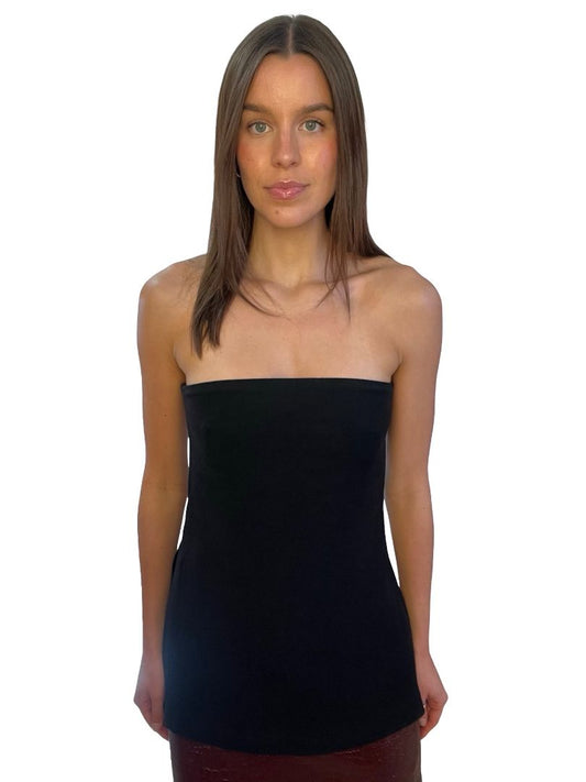 St. Agni Black Strapless Split Top. Size: S