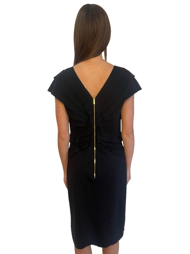 Fendi Black V Neck Ruched Dress. Size: 44