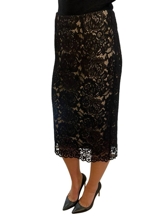 L'agence Black Lace Midi Skirt. Size: 6
