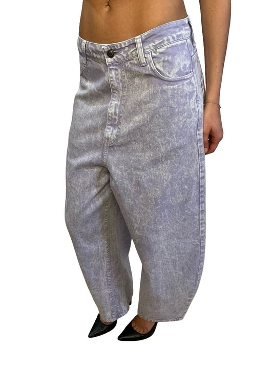 Bassike Purple Motley Barrel Leg Jean. Size: 29