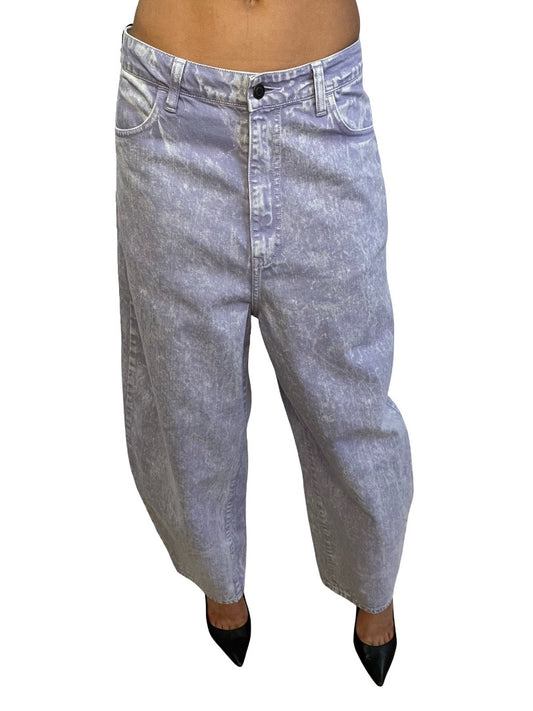 Bassike Purple Motley Barrel Leg Jean. Size: 29
