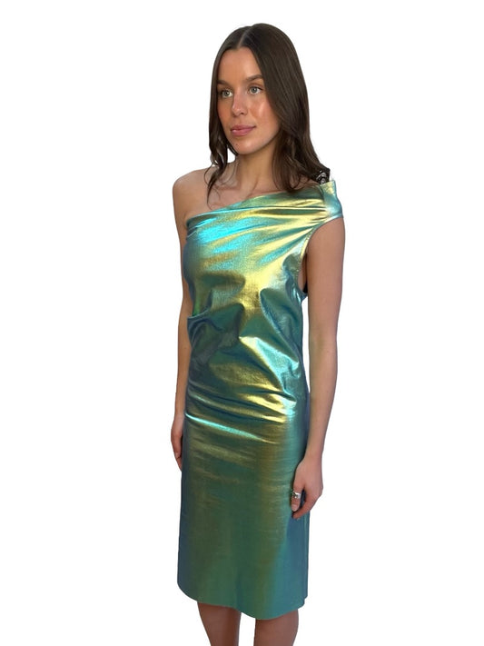 Rick Owens Blue/Green Athena Mini Dress. Size: 10