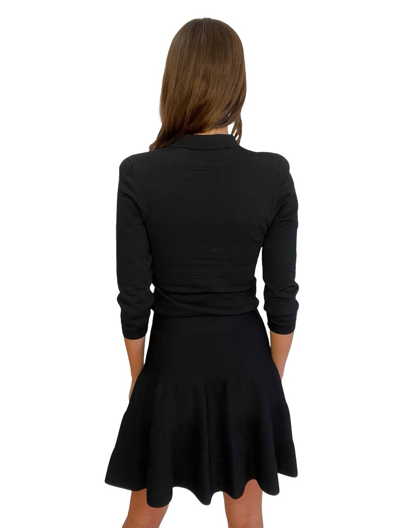 Scanlan Theodore Black A Line Long Sleeve Knit Dress. Size: M