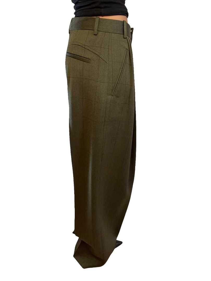 Victoria Beckham Dark Green Tailored Pants. Size: 12