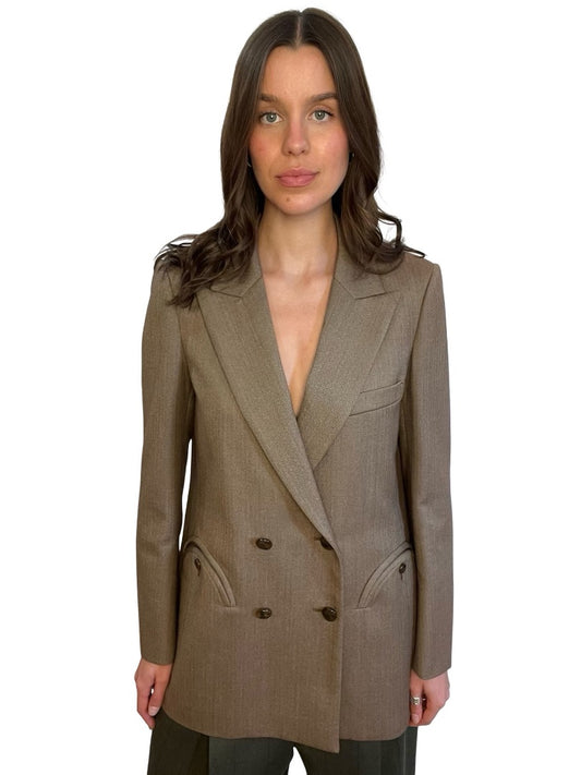 Blaze Milano Tan Double Breasted 'Everyday' Blazer. Size: 3
