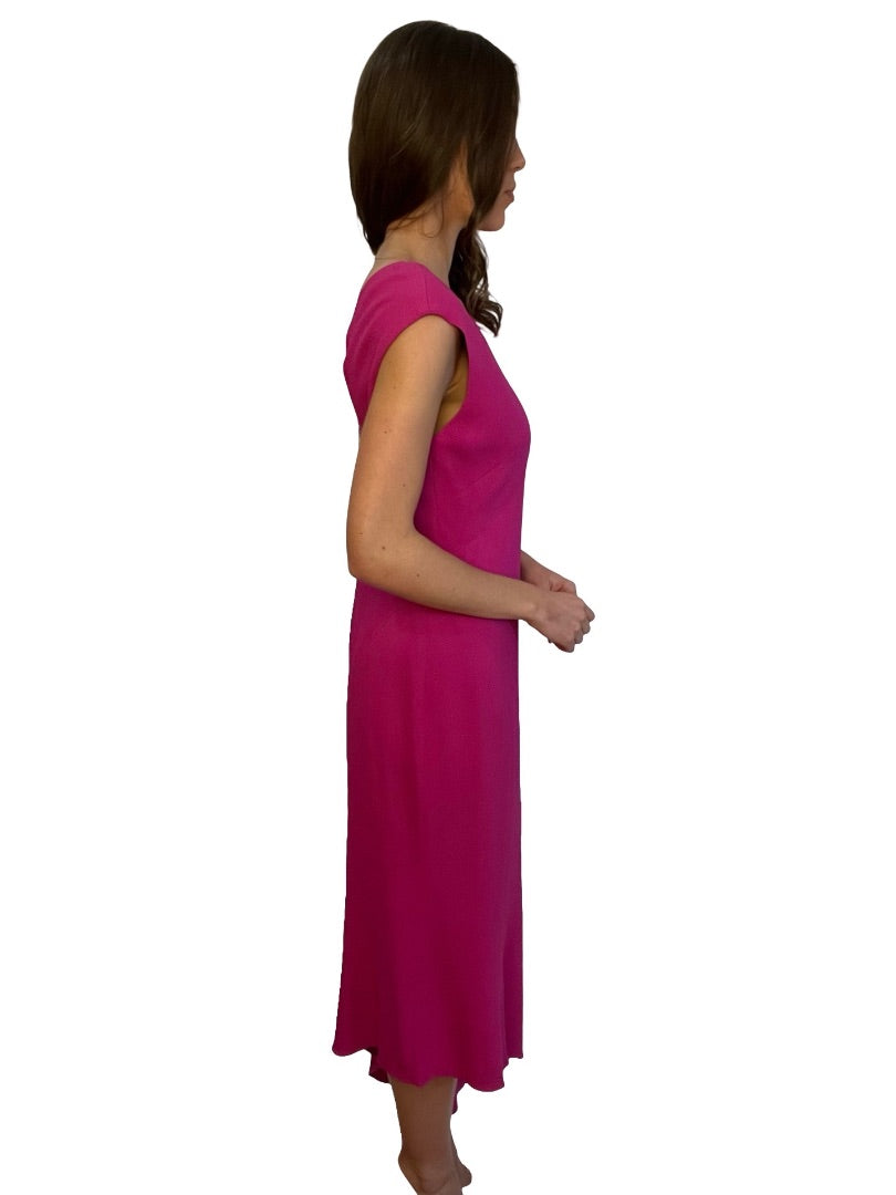 Ginger & Smart Pink Asymmetrical Slit Midi Dress. Size: 12