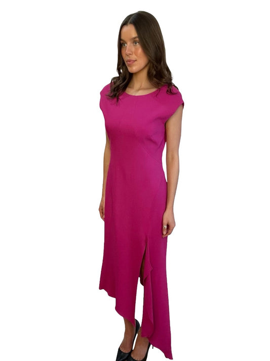 Ginger & Smart Pink Asymmetrical Slit Midi Dress. Size: 12