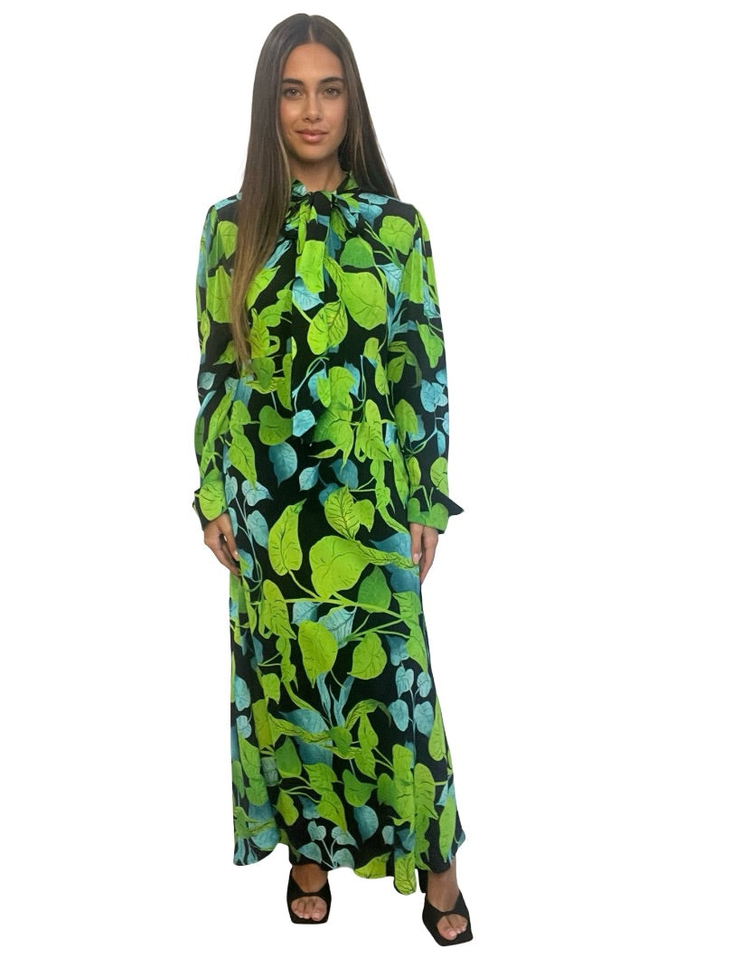 Husk Green Leaf Print Dress. Size: 12