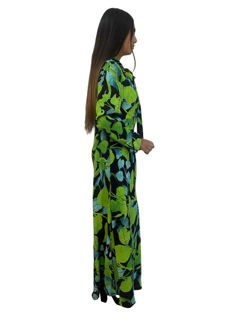 Husk Green Leaf Print Dress. Size: 12