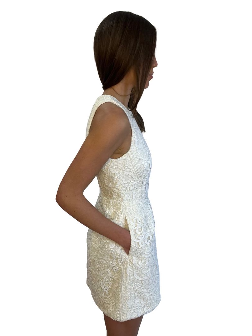Ellery White Sleeveless Lace Mini Dress. Size: 8