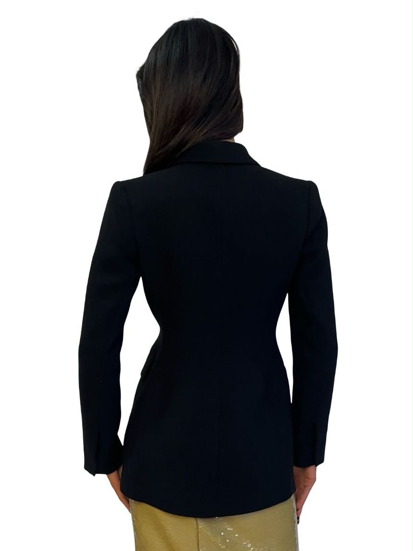 Carla Zampatti Black Double Breasted Blazer. Size: 4