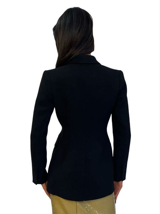 Carla Zampatti Black Double Breasted Blazer. Size: 4