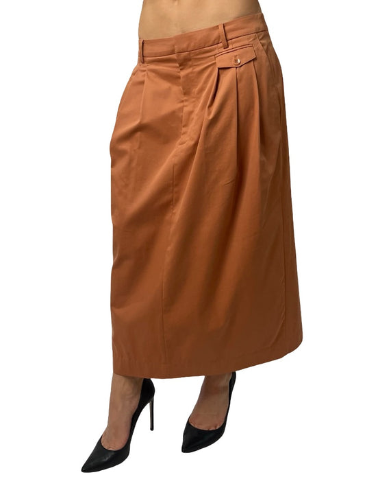 Tibi Terracotta Pleated Cotton Skirt. Size: 6