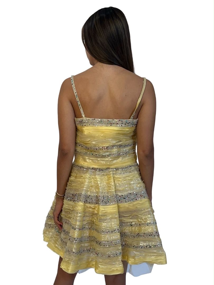 Fendi Yellow Karl Lagerfeld 2008 Vintage Runway Three Piece Mini Dress Set. Size: 42