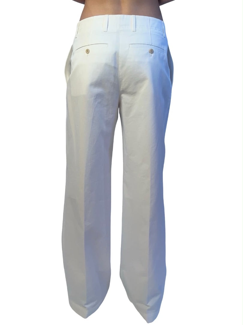 Toteme White 'Relaxed Twill Cotton Trouser'. Size: 38