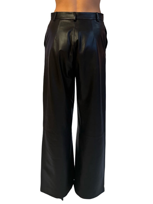 Scanlan Theodore Black Leather Wide Leg Pants. Size: 8-10