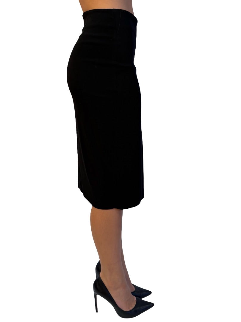 A.L.C. Black Grommet Buckle Strap Midi Skirt. Size: 2