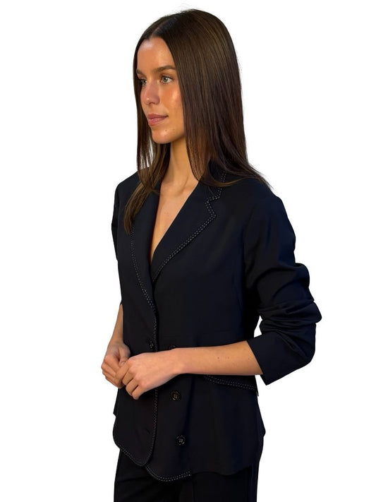 Jil Sander Navy Wool Blazer w/ Contrast Stitch. Size: 40