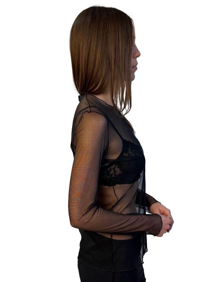 Akris Black Mesh Long Sleeve Top. Size: 42 F