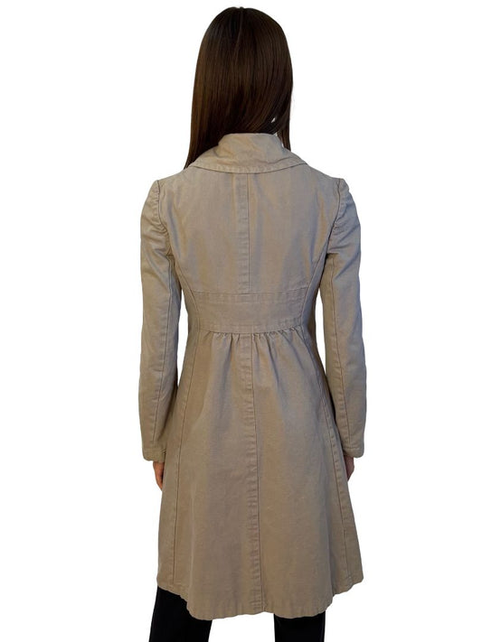 Miu Miu Beige Canvas Snap Button Coat. Size: 40