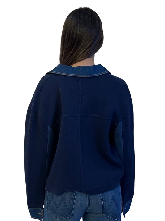 Vanessa Bruno 'Denver' Navy Denim Jacket Cardigan. Size: S