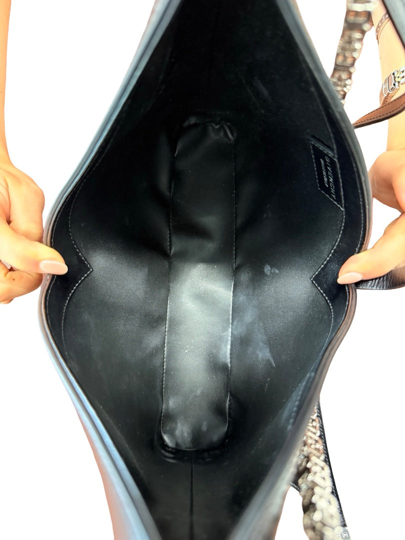 Givenchy Black Leather Cut Out Box Bag W Chain.