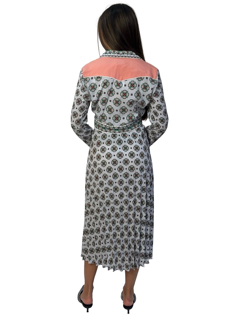 Sandro Mutlicolour Floral Print Pleated Dress. Size: 40