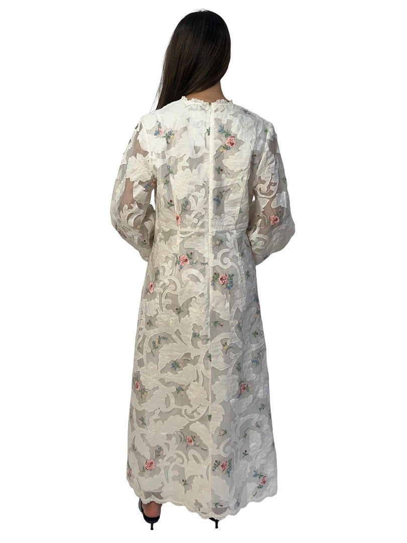 Zimmermann White Floral Embroidered Dress. Size: 3