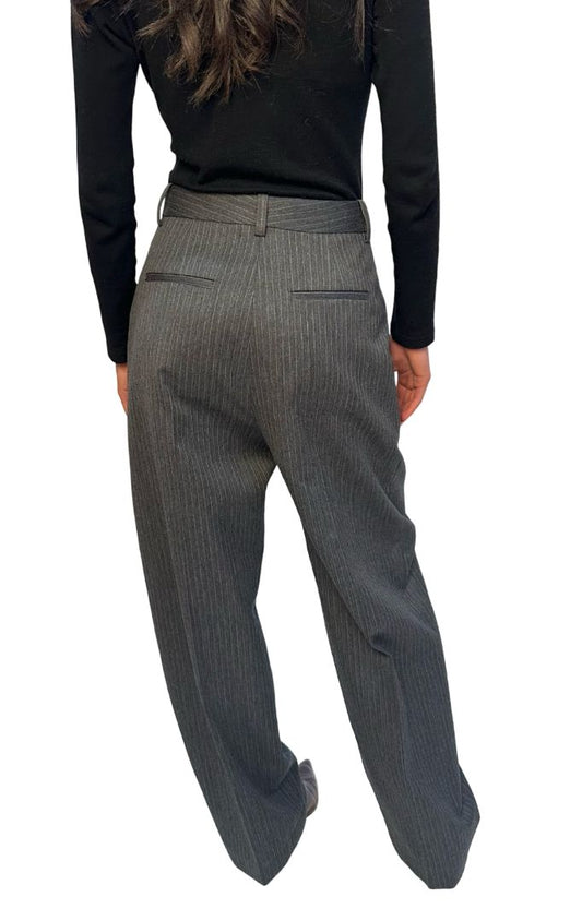 Victoria Beckham Grey Wool Pinstripe Trouser. Size: 8