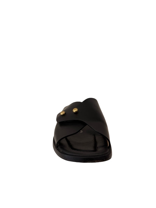 Acne Studios Black Double Stud Slides. Size: 39