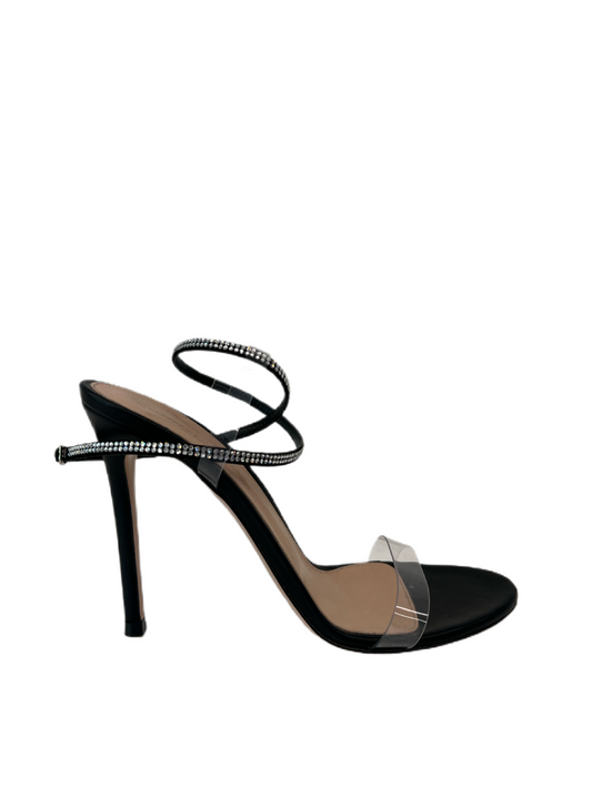 Gianvito Rossi Black Diamonte Thin Strappy Heels. Size: 38