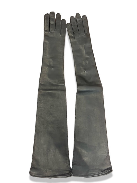 Prada Black Long Leather Gloves. Size: 7