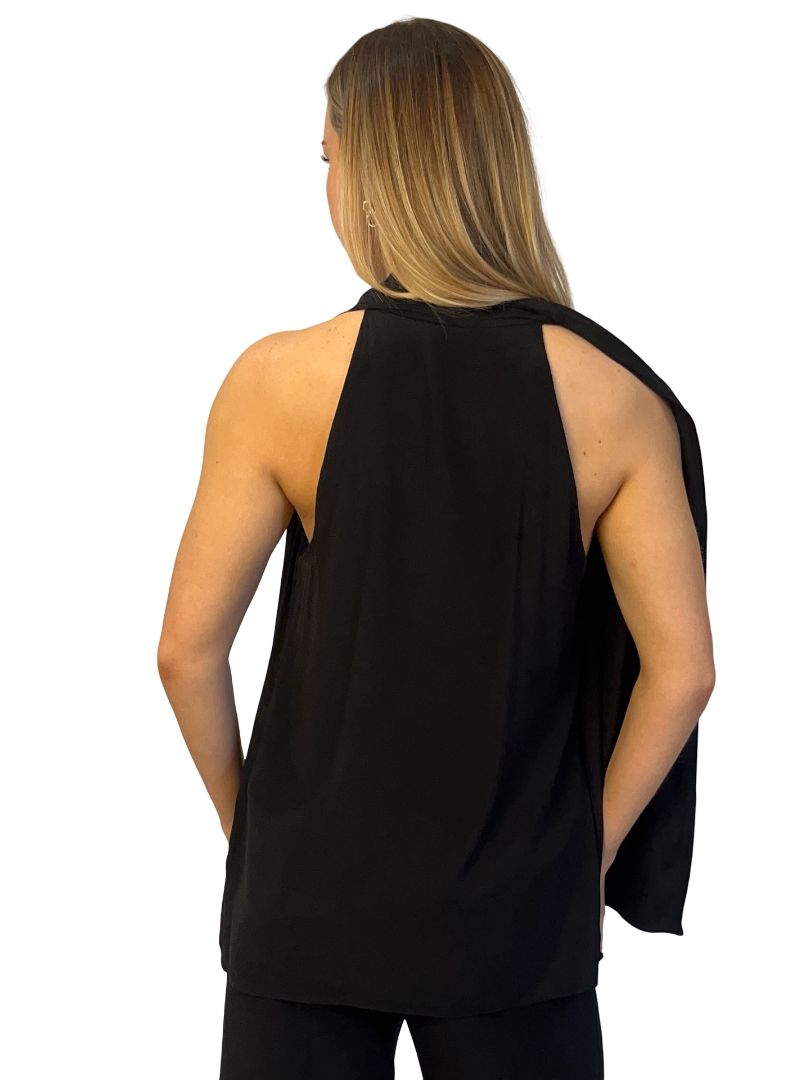 Scanlan Theodore Black Silk Sleeveless Gathered Top. Size: 10