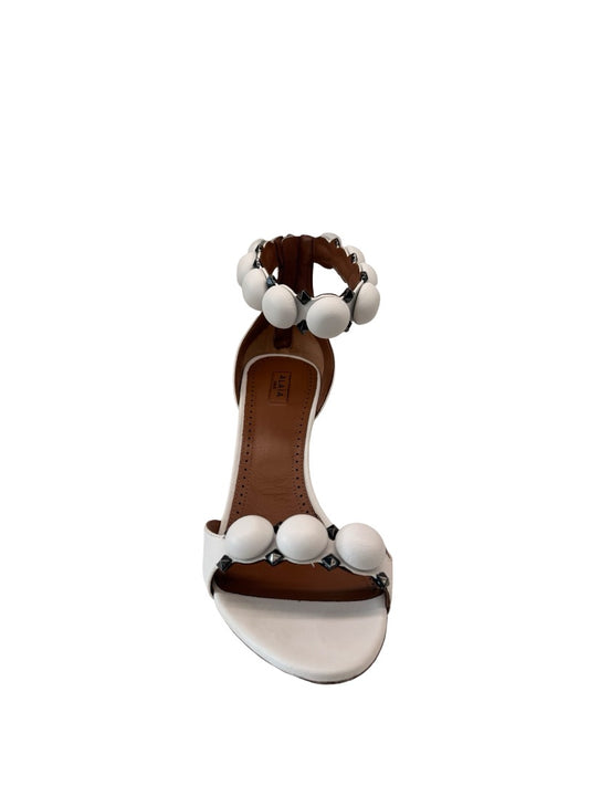 Alaia White La Bombe 90 Lambskin Heels. Size: 39