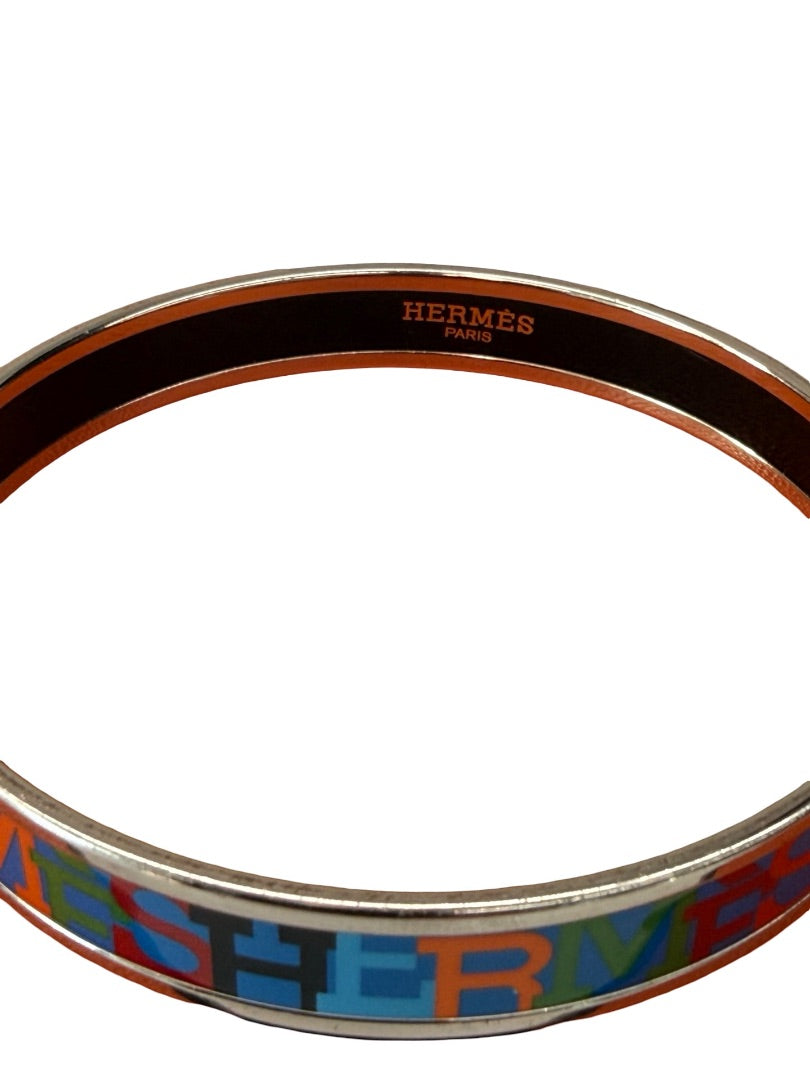 Hermes Multicolour 'Capitales' Enamel Logo Bangle.