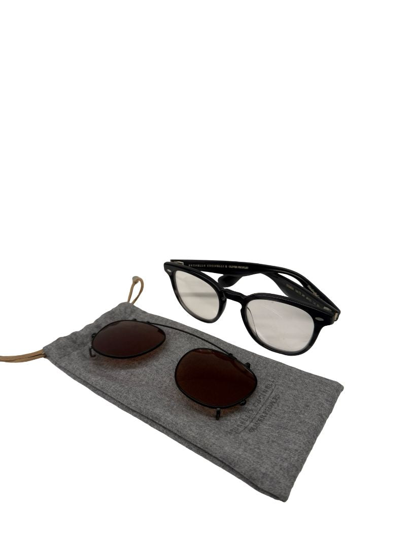 Oliver Peoples x Brunello Cucinelli Black 'Jep Clip On Optical' Sunglasses.
