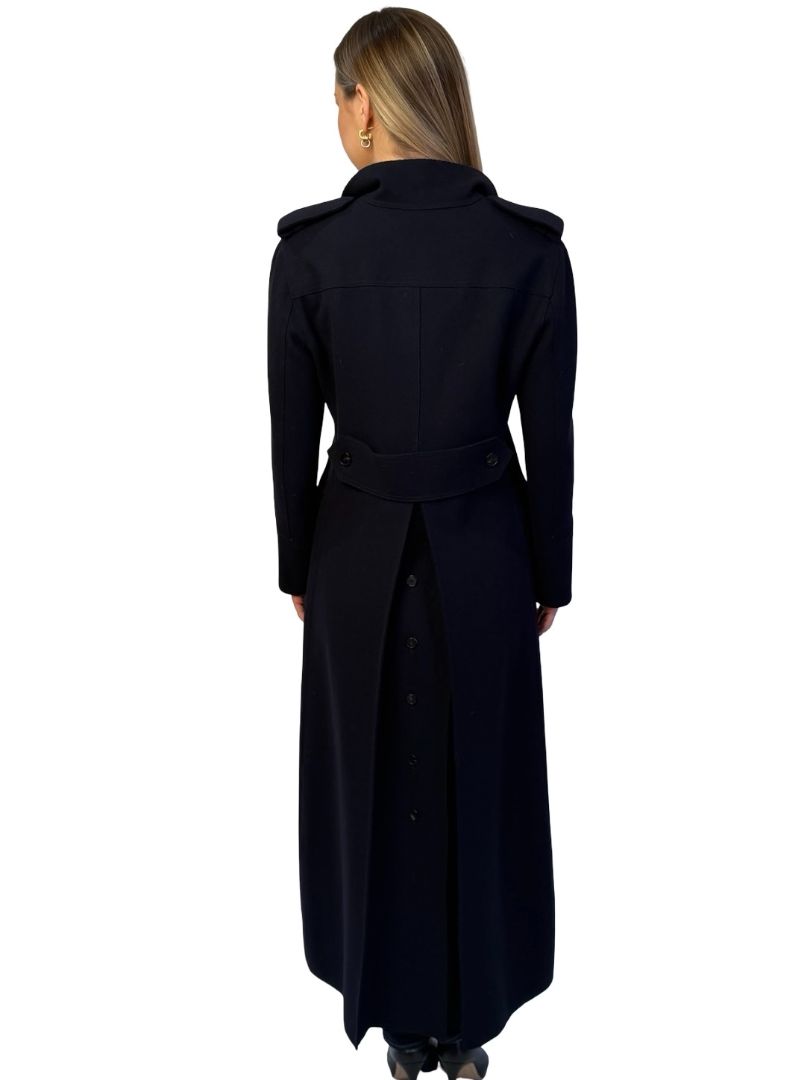 Valentino Navy Double Breasted Wool Coat W Buttoned Back Vent Size: 40