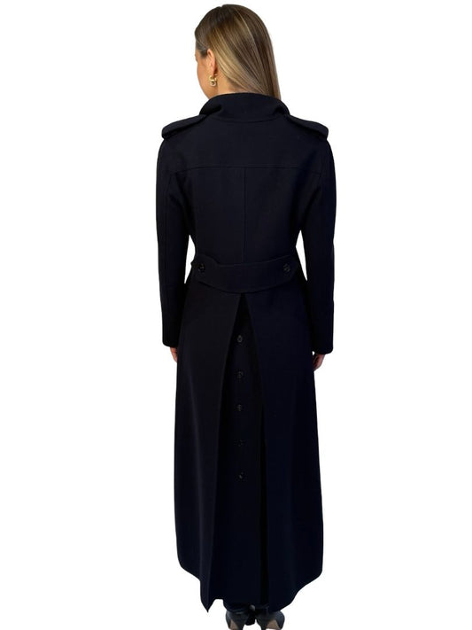 Valentino Navy Double Breasted Wool Coat W Buttoned Back Vent Size: 40