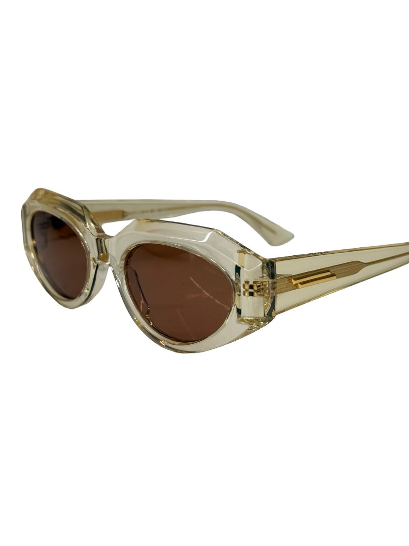 Bottega Veneta Yellow Transparent 'BV1031S' Cat Eye Sunglasses.