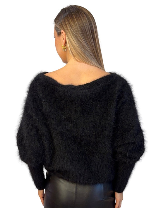 Antalya Black Metallic Mohair Jumper. Size: S