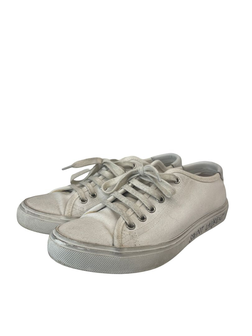 Saint Laurent White Malibu Lace-Up Sneaker. Size: 36