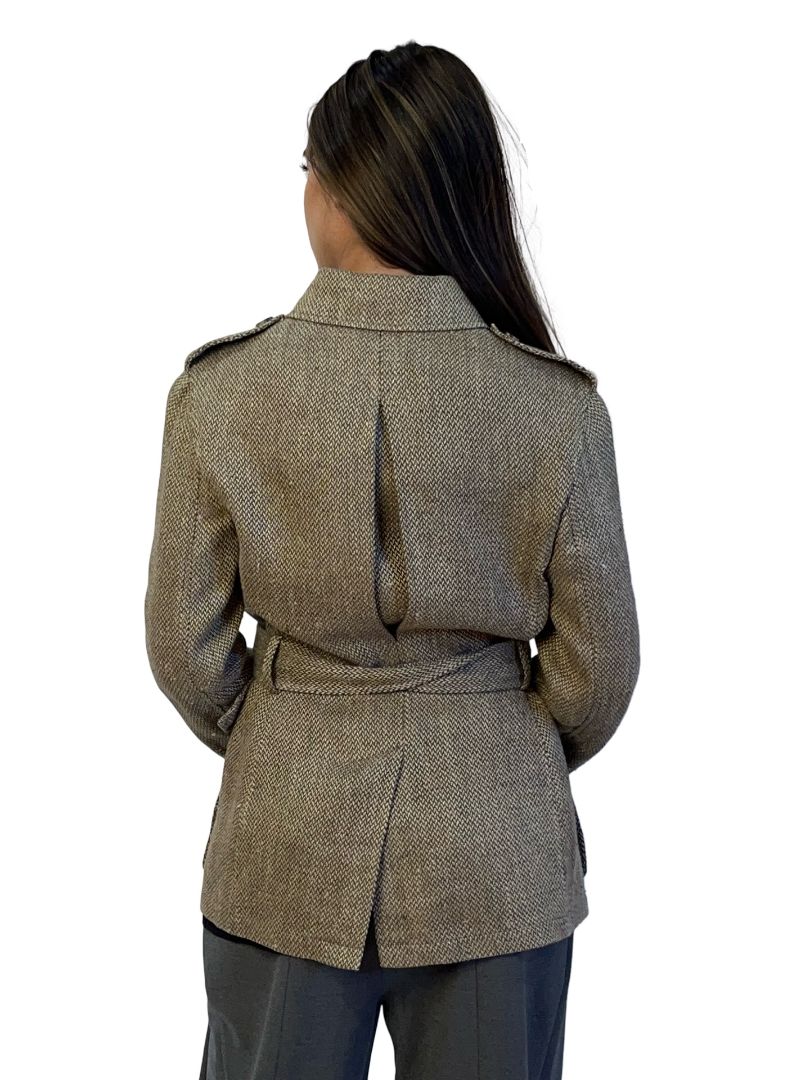 Ralph Lauren Purple Label Khaki Linen / Silk Jacket. Size: 2